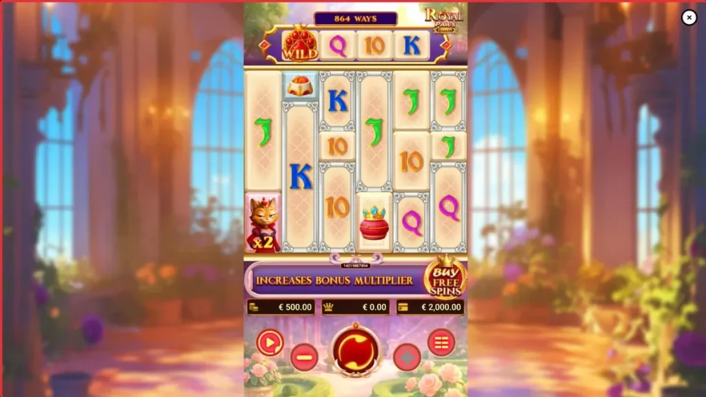 Tampilan visual slot Royal Paws Maxways dengan tema kucing kerajaan