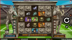 Tampilan visual slot Goals of Olympus BoltLock dengan tema stadion dan dewa Zeus